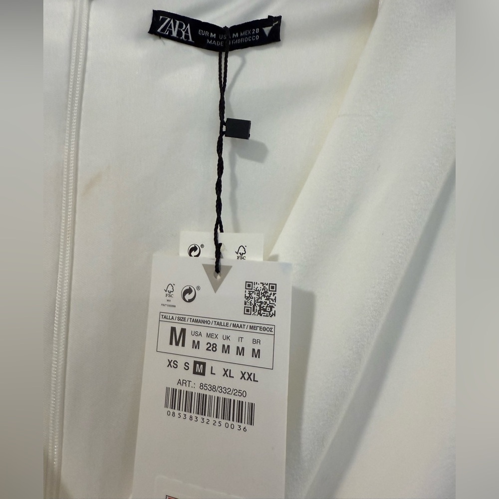 Zara White Long Sleeve Dress - Picture 2 of 3